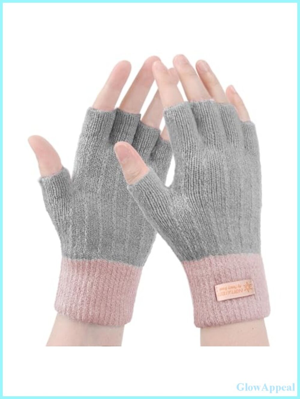 Women's Warm Knit Fingerless Gloves - Thermal Acrylic Half Finger Mittens for